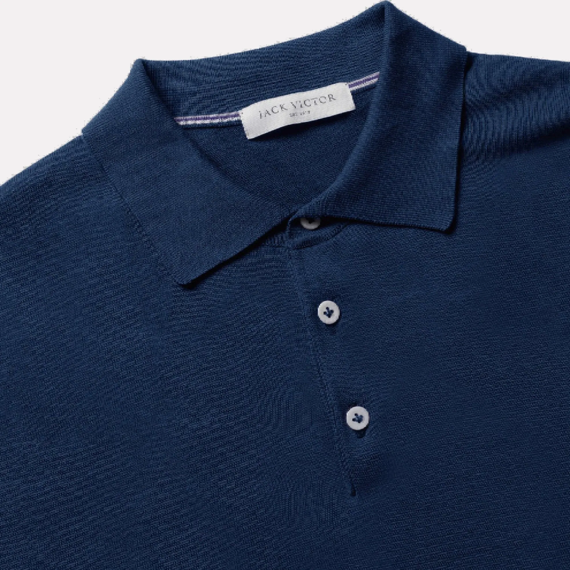 Tupper Italian Cotton/Silk Blend Short Sleeve Polo / Navy