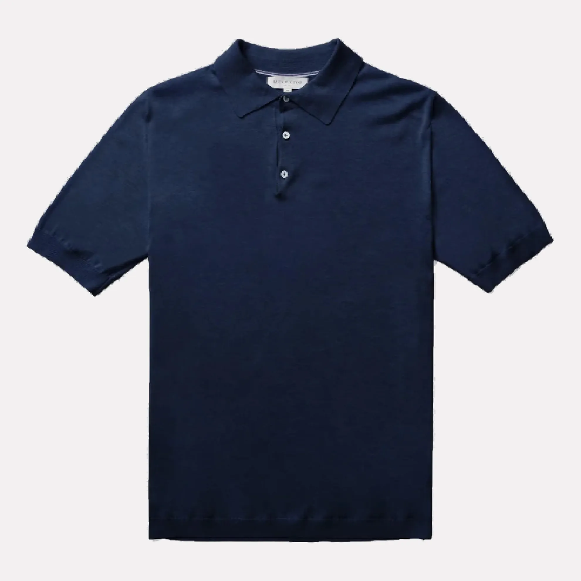 Tupper Italian Cotton/Silk Blend Short Sleeve Polo / Navy