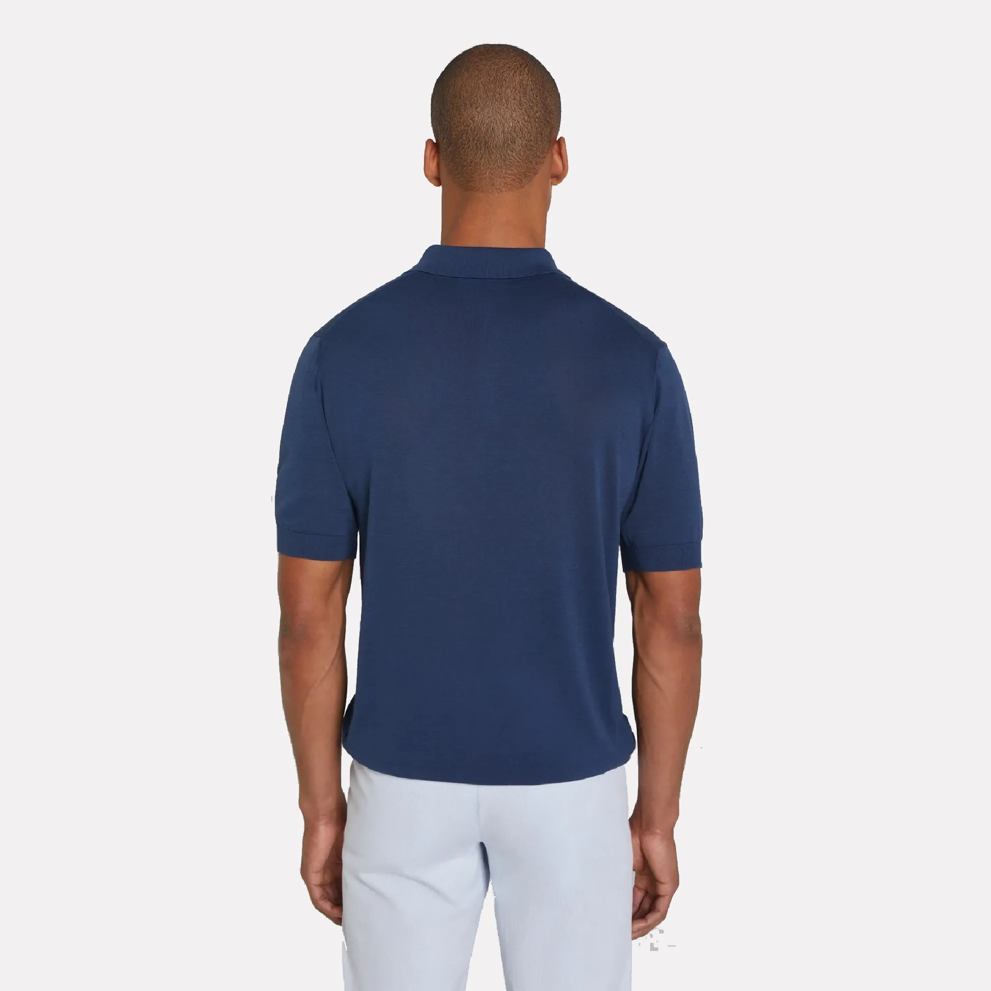 Tupper Italian Cotton/Silk Blend Short Sleeve Polo / Navy