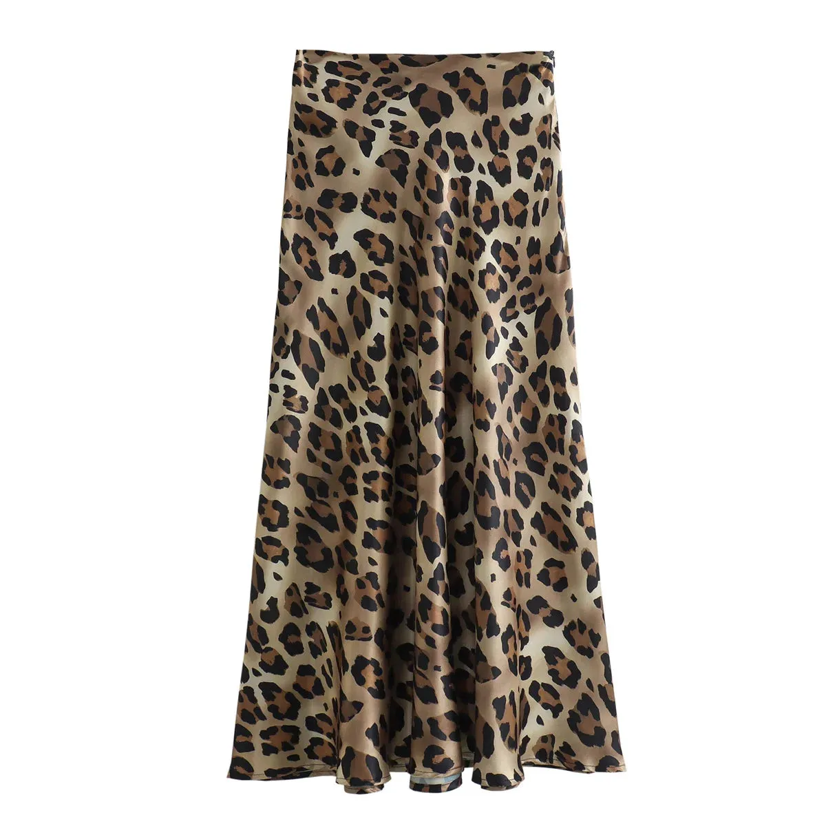 Vintage Leopard Print High Waist Elegant Long Skirt