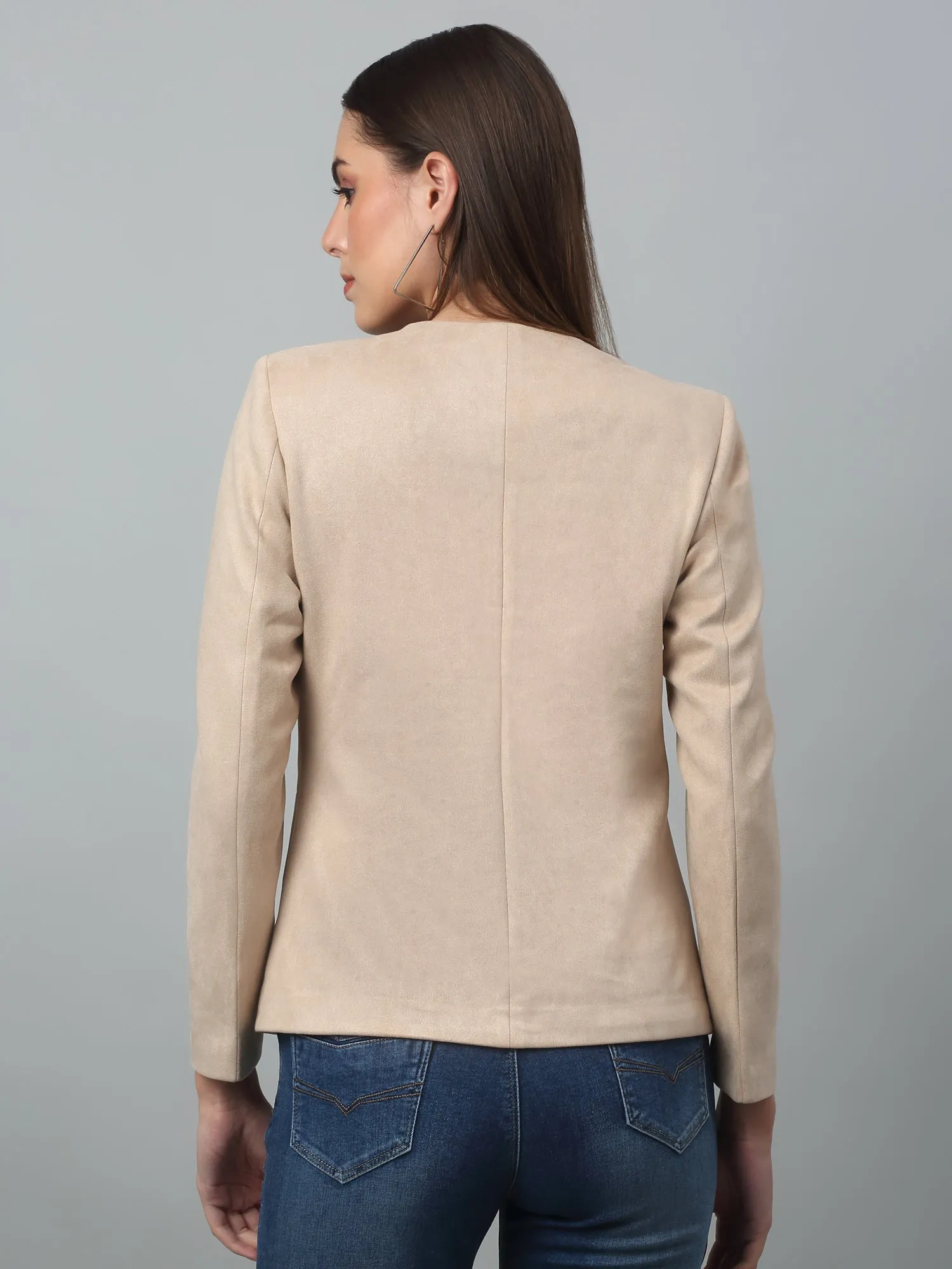 Women's   Ivory Single breasted  V neck Blazer