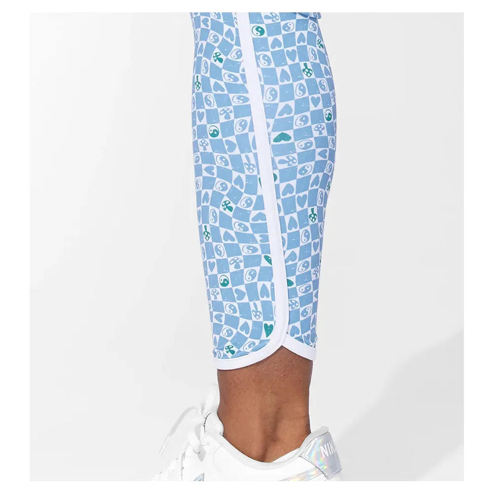 Women's Retro Revival 7/8 Tennis Legging Sky Blue Print