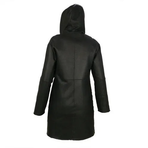 Womens Shearling Reversible Hood Coat