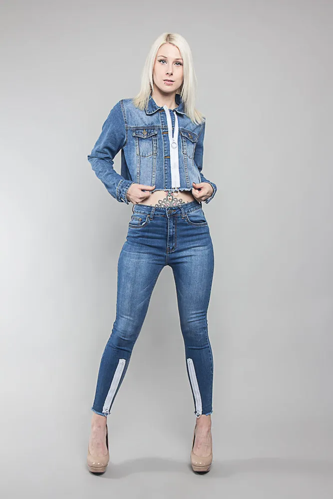 Zippered Denim Jeans